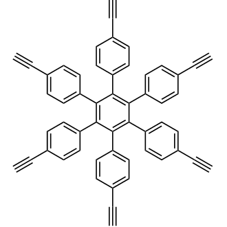 4,4''-Diethynyl-3',4',5',6'-tetrakis(4-ethynylphenyl)-1,1':2',1''-terphenyl التركيب الكيميائي