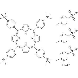 4,4',4'',4'''-(Porphyrin-5,10,15,20-tetrayl)tetrakis(N,N,N-trimethylbenzenaminium) 4-methylbenzenesulfonate Chemical Structure