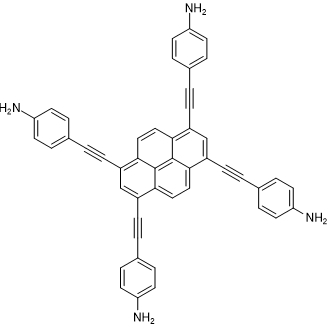 4,4',4'',4'''-(Pyrene-1,3,6,8-tetrayltetrakis(ethyne-2,1-diyl))tetraaniline Chemical Structure