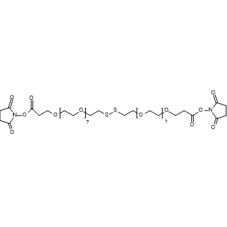 4,7,10,13,16,19,22,25,32,35,38,41,44,47,50,53-Hexadecaoxa-28,29-dithiahexapentacontanedioic acid di-N-succinimidyl ester ≥94% (oligomer purity) التركيب الكيميائي