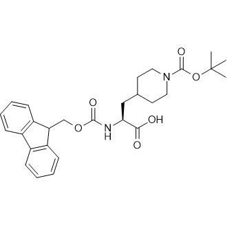 4-Piperidinepropanoic acid, 1-[(1,1-dimethylethoxy)carbonyl]-α-[[(9H-fluoren-9-ylmethoxy)carbonyl]amino]-, (S)- Chemical Structure