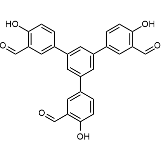 5'-(3-Formyl-4-hydroxyphenyl)-4,4''-dihydroxy-[1,1':3',1''-terphenyl]-3,3''-dicarbaldehyde Chemische Struktur