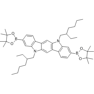 5,11-Bis(2-ethylhexyl)-3,9-bis(4,4,5,5-tetramethyl-1,3,2-dioxaborolan-2-yl)-5,11-dihydroindolo[3,2-b]carbazole Chemical Structure