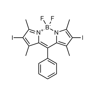 5,5-Difluoro-2,8-diiodo-1,3,7,9-tetramethyl-10-phenyl-5H-dipyrrolo[1,2-c:2',1'-f][1,3,2]diazaborinin-4-ium-5-uide Chemische Struktur