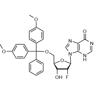 9-((2R,3R,4R,5R)-5-((Bis(4-methoxyphenyl)(phenyl)methoxy)methyl)-3-fluoro-4-hydroxytetrahydrofuran-2-yl)-3,9-dihydro-6H-purin-6-one التركيب الكيميائي