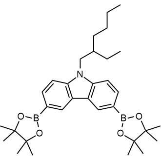 9-(2-Ethylhexyl)-3,6-bis(4,4,5,5-tetramethyl-1,3,2-dioxaborolan-2-yl)-9H-carbazole 化学構造