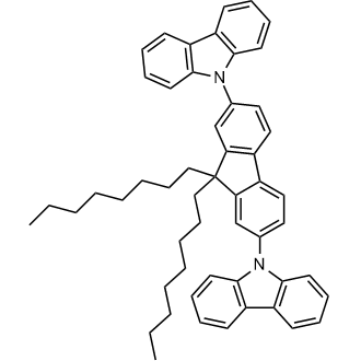 9,9'-(9,9-Dioctyl-9H-fluorene-2,7-diyl)bis(9H-carbazole) 化学構造