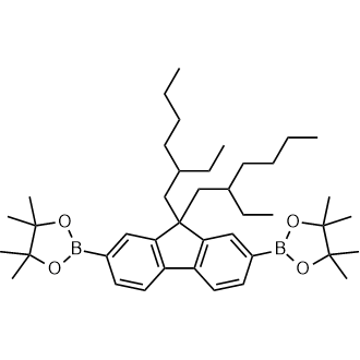 9,9-Bis(2-ethylhexyl)-2,7-bis(4,4,5,5-tetramethyl-1,3,2-dioxaborolan-2-yl)fluorene Chemical Structure