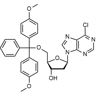 9-[5-O-[Bis(4-methoxyphenyl)phenylmethyl]-2-deoxy-β-D-erythro-pentofuranosyl]-6-chloro-9H-purine Chemical Structure