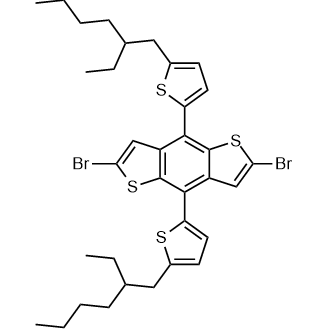 Benzo[1,2-b:4,5-b']dithiophene, 2,6-dibromo-4,8-bis[5-(2-ethylhexyl)-2-thienyl]- 化学構造