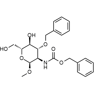 Benzyl ((2S,3R,4R,5S,6R)-4-(benzyloxy)-5-hydroxy-6-(hydroxymethyl)-2-methoxytetrahydro-2H-pyran-3-yl)carbamate Chemical Structure