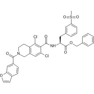 Benzyl (S)-2-(2-(benzofuran-6-carbonyl)-5,7-dichloro-1,2,3,4-tetrahydroisoquinoline-6-carboxamido)-3-(3-(methylsulfonyl)phenyl)propanoate Chemical Structure