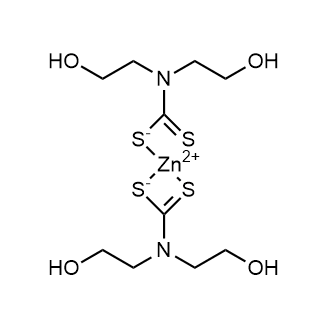 Bis(2-hydroxyethyl)dithiocarbamic acid zinc(II) salt Chemische Struktur