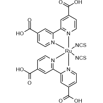 Cis-Bis(isothiocyanato)bis(2,2′-bipyridyl-4,4′-dicarboxylato)ruthenium(II) Chemische Struktur