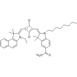 Cyclobutenediylium, 1-[(5-carboxy-1,3-dihydro-3,3-dimethyl-1-octyl-2H-indol-2-ylidene)methyl]-3-[(3-ethyl-1,3-dihydro-1,1-dimethyl-2H-benz[e]indol-2-ylidene)methyl]-2,4-dihydroxy-, bis(inner salt) التركيب الكيميائي