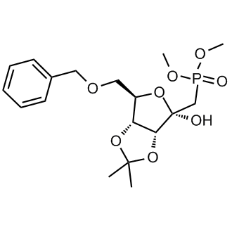 dimethyl ((3aR,4R,6R,6aR)-6-(benzyloxymethyl)-4-hydroxy-2,2-dimethyltetrahydrofuro[3,4-d][1,3]dioxol-4-yl)methylphosphonate 化学構造