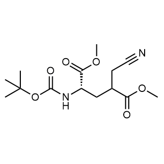 Dimethyl (2S)-2-((tert-butoxycarbonyl)amino)-4-(cyanomethyl)pentanedioate 化学構造