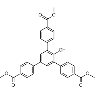 Dimethyl2'-hydroxy-5'-(4-(methoxycarbonyl)phenyl)-[1,1':3',1''-terphenyl]-4,4''-dicarboxylate Chemische Struktur