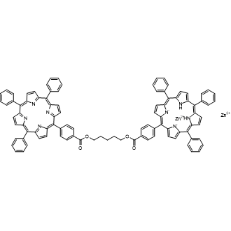 Dizinc(II) mono(10,15,20-triphenyl-5-(4-(((5-((4-((1E,6E,11E,16E)-10,15,20-triphenyl-21,23-didehydroporphyrin-5-yl)benzoyl)oxy)pentyl)oxy)carbonyl)phenyl)-22H,24H-porphyrin-21,22-diide) Chemical Structure