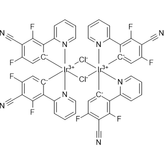 Di-μ-chlorotetrakis[4-cyano-3,5-difluoro-2-(2-pyridinyl-κN)phenyl-κC]diiridium Chemische Struktur