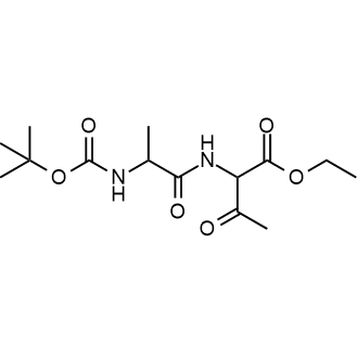 Ethyl 2-(2-((tert-butoxycarbonyl)amino)propanamido)-3-oxobutanoate 化学構造