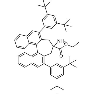 Ethyl 4-amino-2,6-bis(3,5-di-tert-butylphenyl)-4,5-dihydro-3H-cyclohepta[2,1-a:3,4-a']dinaphthalene-4-carboxylate Chemische Struktur