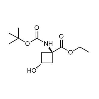 Ethyl trans-1-[[(1,1-dimethylethoxy)carbonyl]amino]-3-hydroxycyclobutanecarboxylate 化学構造