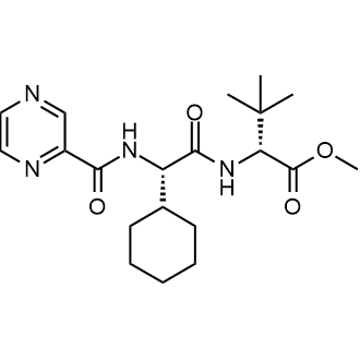 Methyl (2S)-2-(2-cyclohexyl-2-(pyrazine-2-carboxamido)acetamido)-3,3-dimethylbutanoate Chemical Structure