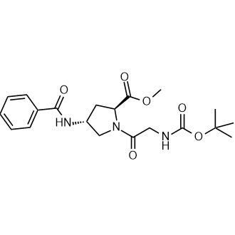 Methyl (2S,4R)-4-benzamido-1-((tert-butoxycarbonyl)glycyl)pyrrolidine-2-carboxylate 化学構造