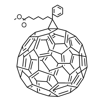 Methyl 3′-phenyl-3′H-cyclopropa[1,9][5,6]fullerene-C60-Ih-3′-hexanoate Chemische Struktur