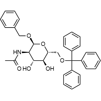 N-((2S,3R,4R,5S,6R)-2-(benzyloxy)-4,5-dihydroxy-6-((trityloxy)methyl)tetrahydro-2H-pyran-3-yl)acetamide Chemical Structure