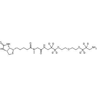 N-(16-amino-2-oxo-7,10,13-trioxa-3-azahexadecyl-5,5,6,6,14,14,15,15-d8)-N-methyl-5-((3aS,4S,6aR)-2-oxohexahydro-1H-thieno[3,4-d]imidazol-4-yl)pentanamide Chemical Structure