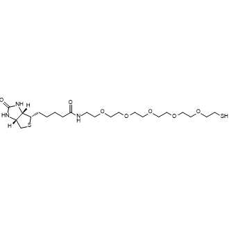 N-(17-Mercapto-3,6,9,12,15-pentaoxaheptadecyl)-5-((3aS,4S,6aR)-2-oxohexahydro-1H-thieno[3,4-d]imidazol-4-yl)pentanamide Chemical Structure