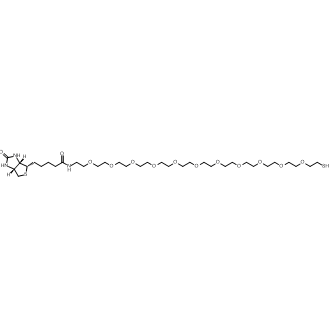 N-(35-Mercapto-3,6,9,12,15,18,21,24,27,30,33-undecaoxapentatriacontyl)-5-((3aS,4S,6aR)-2-oxohexahydro-1H-thieno[3,4-d]imidazol-4-yl)pentanamide Chemische Struktur