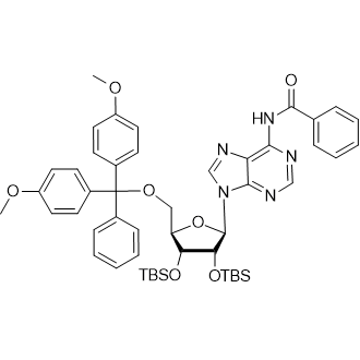 N-(9-((2R,3R,4R,5R)-5-((Bis(4-methoxyphenyl)(phenyl)methoxy)methyl)-3,4-bis((tert-butyldimethylsilyl)oxy)tetrahydrofuran-2-yl)-9H-purin-6-yl)benzamide Chemical Structure