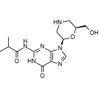 N-(9-((2R,6S)-6-(Hydroxymethyl)morpholin-2-yl)-6-oxo-6,9-dihydro-1H-purin-2-yl)isobutyramide 化学構造