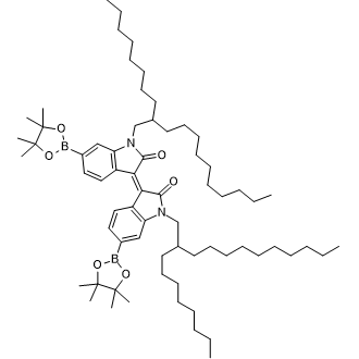 N,N'-Bis(2-octyldodecyl)-6,6'-bis(4,4,5,5-tetramethyl-1,3,2-dioxaborolan-2-yl)isoindigo Chemical Structure