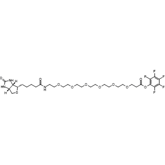 Perfluorophenyl 23-oxo-27-((3aS,4S,6aR)-2-oxohexahydro-1H-thieno[3,4-d]imidazol-4-yl)-4,7,10,13,16,19-hexaoxa-22-azaheptacosanoate Chemical Structure