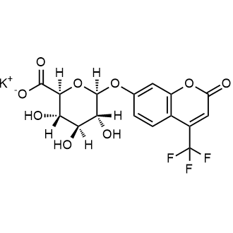 Potassium (2S,3S,4S,5R,6S)-3,4,5-trihydroxy-6-((2-oxo-4-(trifluoromethyl)-2H-chromen-7-yl)oxy)tetrahydro-2H-pyran-2-carboxylate Chemical Structure