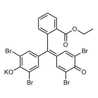 Potassium 2,6-dibromo-4-((3,5-dibromo-4-oxocyclohexa-2,5-dien-1-ylidene)(2-(ethoxycarbonyl)phenyl)methyl)phenolate Chemical Structure