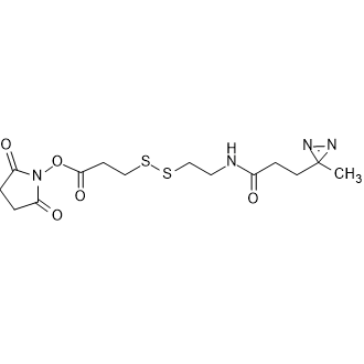 SDAD(NHS-SS-Diazirine) (succinimidyl 2-[(4,4'-azipentanamido)ethyl]-1,3'-dithiopropionate) Chemical Structure