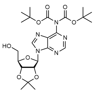 tert-Butyl N-{9-[(3aR,4R,6R,6aR)-6-(hydroxymethyl)-2,2-dimethyl-tetrahydro-2H-furo[3,4-d][1,3]dioxol-4-yl]-9H-purin-6-yl}-N-[(tert-butoxy)carbonyl]carbamate Chemische Struktur