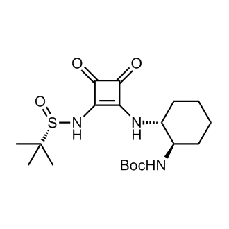 tert-Butyl((1R,2R)-2-((2-(((S)-tert-butylsulfinyl)amino)-3,4-dioxocyclobut-1-en-1-yl)amino)cyclohexyl)carbamate 化学構造