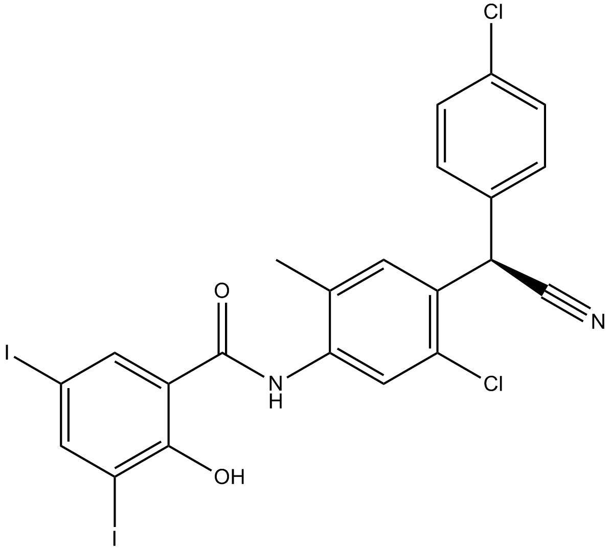 Closantel 化学構造