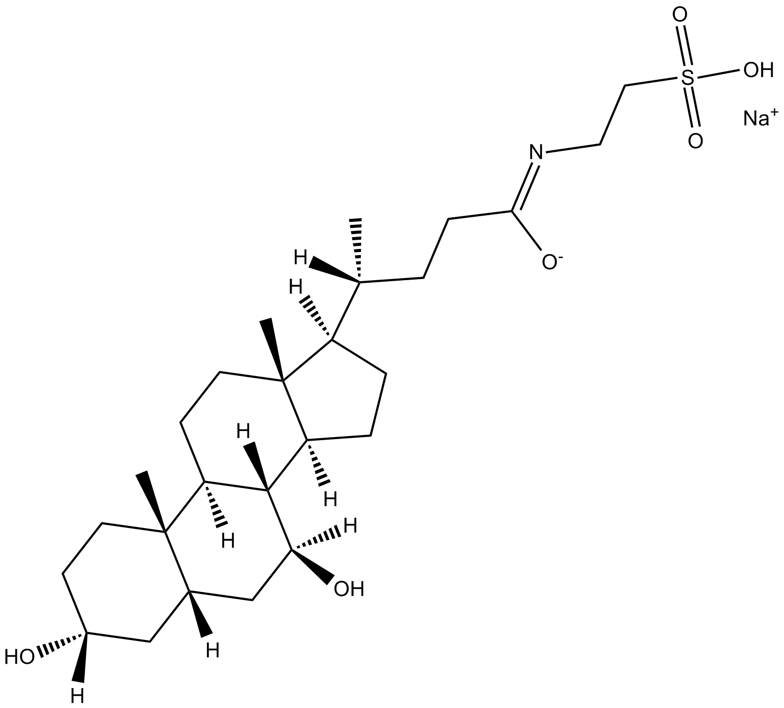 Sodium Tauroursodeoxycholate (TUDC)  Chemical Structure