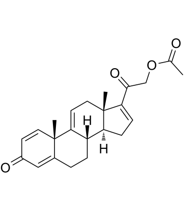 21-Acetoxypregna-1,4,9(11),16-tetraene-3,20-dione 化学構造