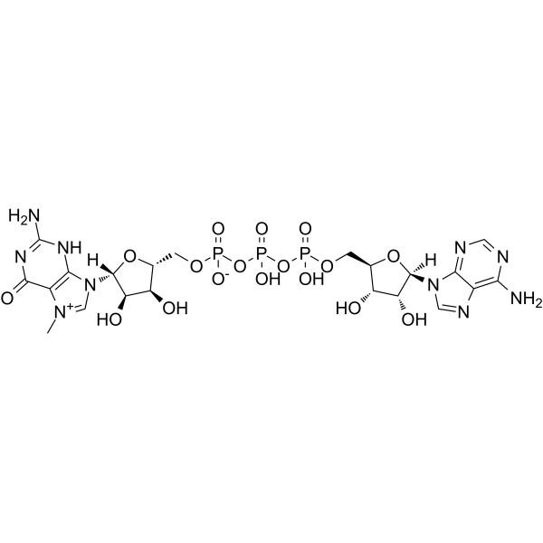 N7-Methyl-guanosine-5’-triphosphate-5’-adenosine Chemische Struktur