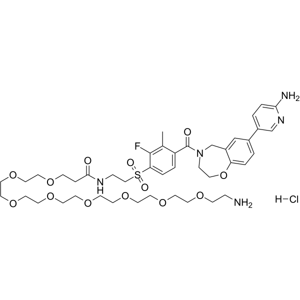 XL388-C2-amide-PEG9-NH2 hydrochloride Chemische Struktur