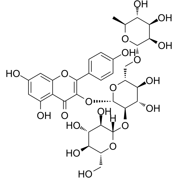 Kaempferol-3-O-(2’’-O-β-D-glucopyl)-β-D-rutinoside Chemical Structure