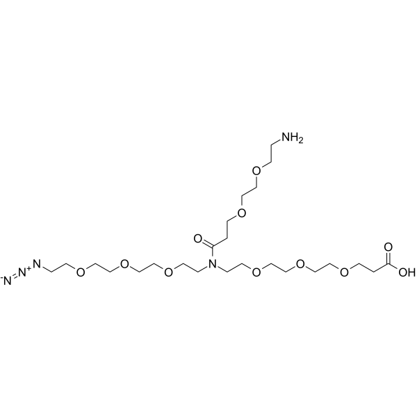 N-(Azido-PEG3)-N-(PEG2-amine)-PEG3-acid 化学構造